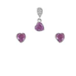 نیم ست نقره قلبی صورتی شمیم سیلور 10150075