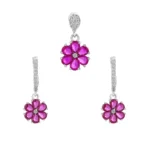 نیم ست نقره گل صورتی زنانه شمیم سیلور 10150076