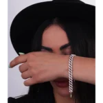 دستبند نقره زنانه طرح زنجیر با نگین‌های میکروست 1015023 - Image 2