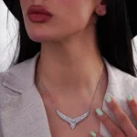 سرویس نقره زنانه طرح برگ با نگین‌های میکروست و باگت 1015111 - Image 4