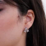 گوشواره نقره طرح سه ستاره نگین‌دار شميم سيلور 1000150048 - Image 2