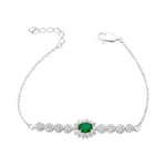 دستبند نقره نگین سبز شمیم سیلور 1000015008