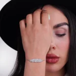 سرویس نقره زنانه طرح برگ با نگین‌های میکروست و باگت 1015111 - Image 8