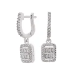 نیم‌ست نقره زنانه طرح مستطیلی با نگین باگت و میکروست 10150071 - Image 3