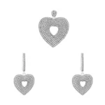 نیم ست نقره طرح قلب نگین‌دار شمیم سیلور 10150040