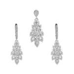 نیم‌ست نقره زنانه طرح شاخه‌ای با نگین‌های میکروست و باگت 10150064