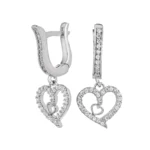 نیم‌ست نقره زنانه طرح قلب دوبل با نگین میکروست 10150069 - Image 3