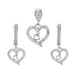 نیم‌ست نقره زنانه طرح قلب دوبل با نگین میکروست 10150069