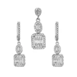 نیم ست نقره زنانه مستطیلی باگت 10150072