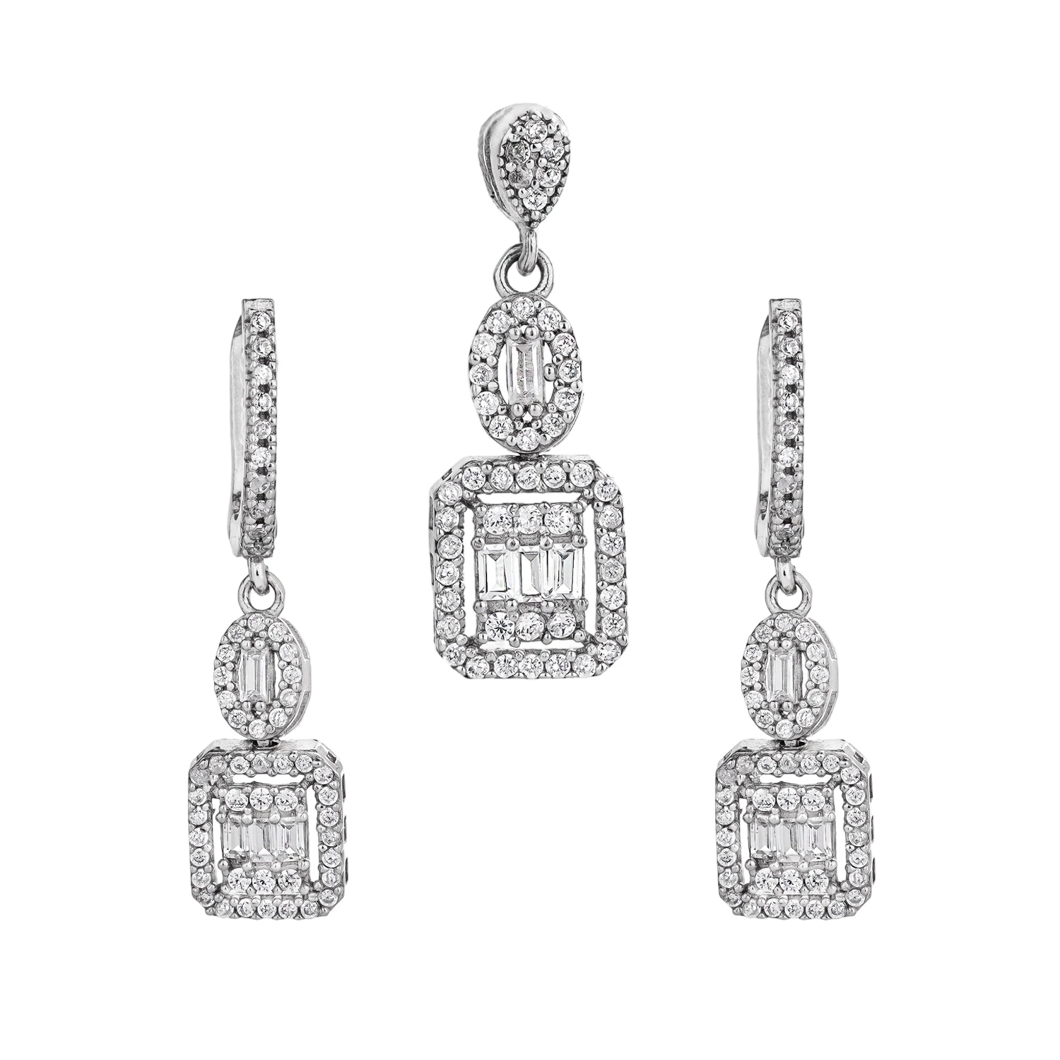 100150072 (1) نیم ست نقره زنانه مستطیلی باگت 10150072 - Image 1