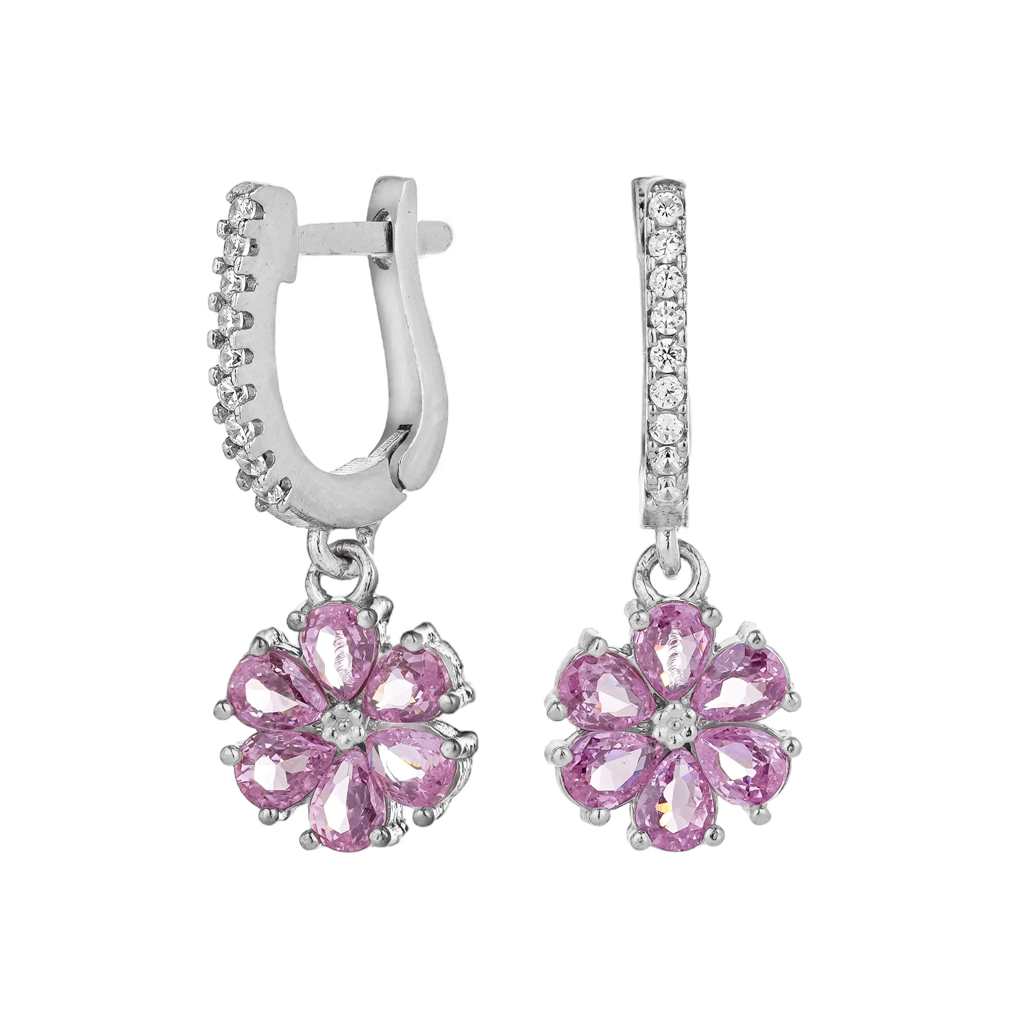 100150077 وزن 3.65 گوشواره نقره گل صورتی شمیم سیلور 100150077 - Image 1