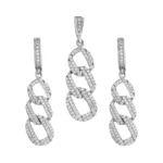 نیم‌ست نقره زنانه طرح زنجیر با نگین میکروست 10150087