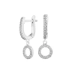 گوشواره نقره زنانه حلقه‌ای نگین‌دار شمیم سیلور 100150083