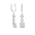 گوشواره نقره زنانه با نگین باگتی شمیم سیلور 1001509