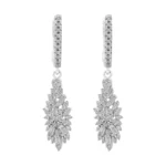 گوشواره نقره زنانه طرح برگ نگین‌دار 100001572