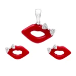 نیم‌ست نقره طرح لب با نگین اتمی شميم سيلور 10150036