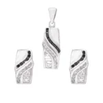 نیم ست نقره دو رنگ نگین‌دار شمیم سیلور 10150037