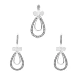 نیم ست نقره زنانه طرح اشک پاپیون 10150042