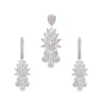 نیم ست نقره زنانه طرح شکوفه نگین‌دار شمیم سیلور 1015005