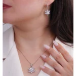 نیم ست نقره طرح گل نگین‌دار شمیم سیلور 10150053 - Image 2