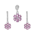 نیم ست نقره گل صورتی شمیم سیلورکد 10150077