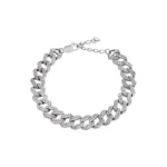 دستبند نقره زنانه طرح زنجیر با نگین‌های میکروست 1015023