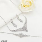 سرویس نقره زنانه طرح برگ با نگین‌های میکروست و باگت 1015111 - Image 10