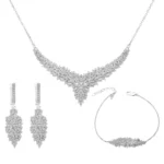 سرویس نقره زنانه طرح برگ با نگین‌های میکروست و باگت 1015111