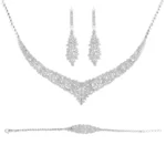 سرویس نقره زنانه شکیل با نگین‌های میکروست شمیم سیلور 1015140