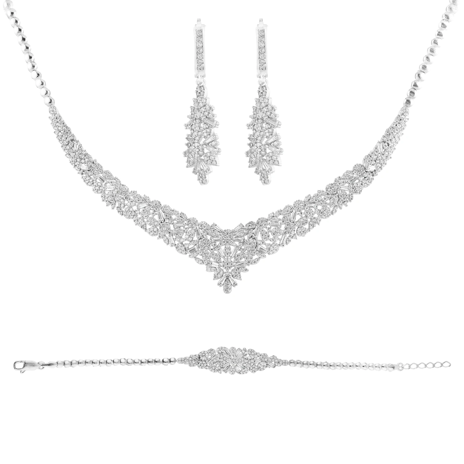 1015140 سرویس نقره زنانه شکیل با نگینهای میکروست شمیم سیلور 1015140 - Image 1