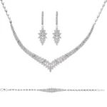 سرویس نقره زنانه طرح برگ نگین‌دار لوکس 101546