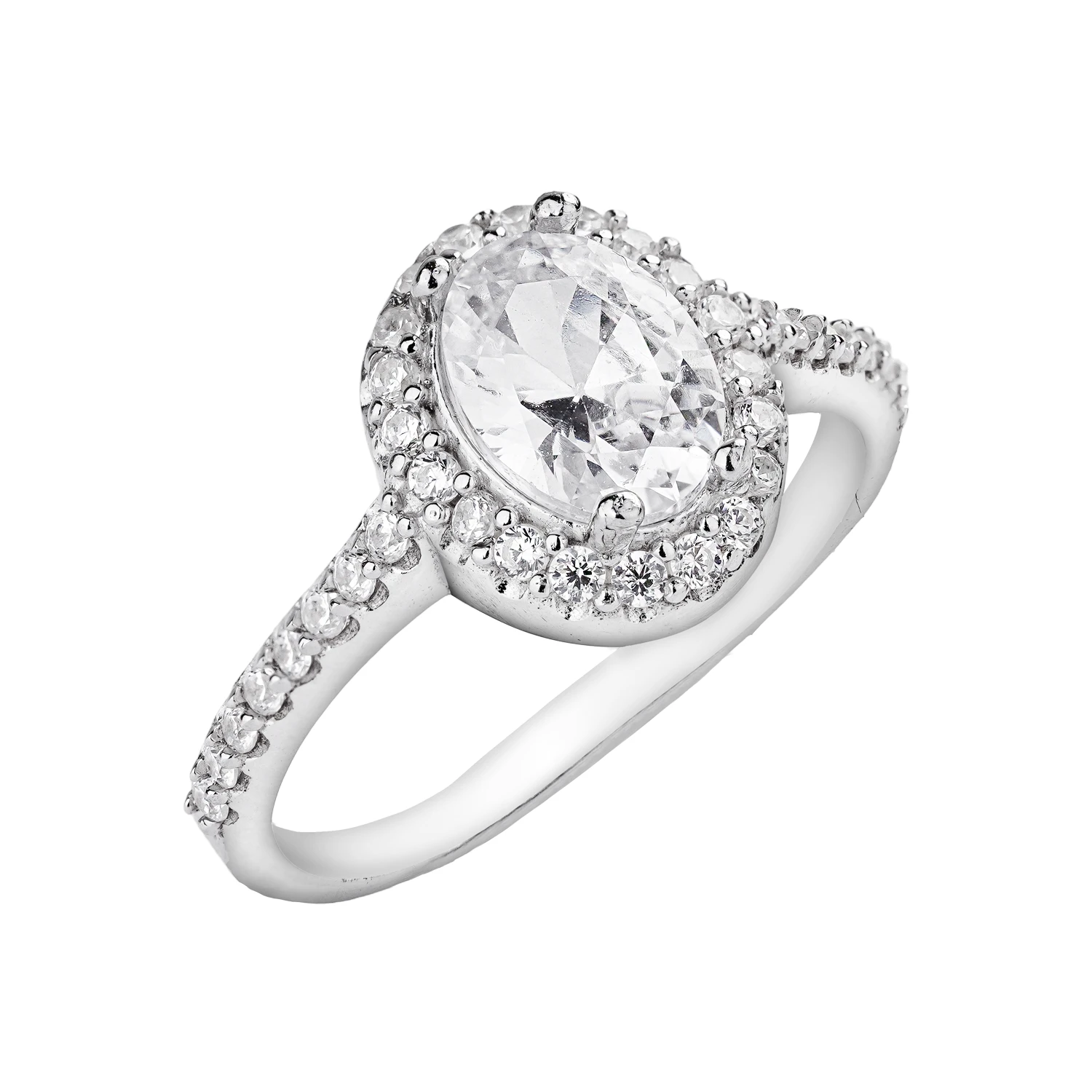 102051 انگشتر نقره زنانه نگین بیضی درخشان شمیم سیلور 102051 - Image 1