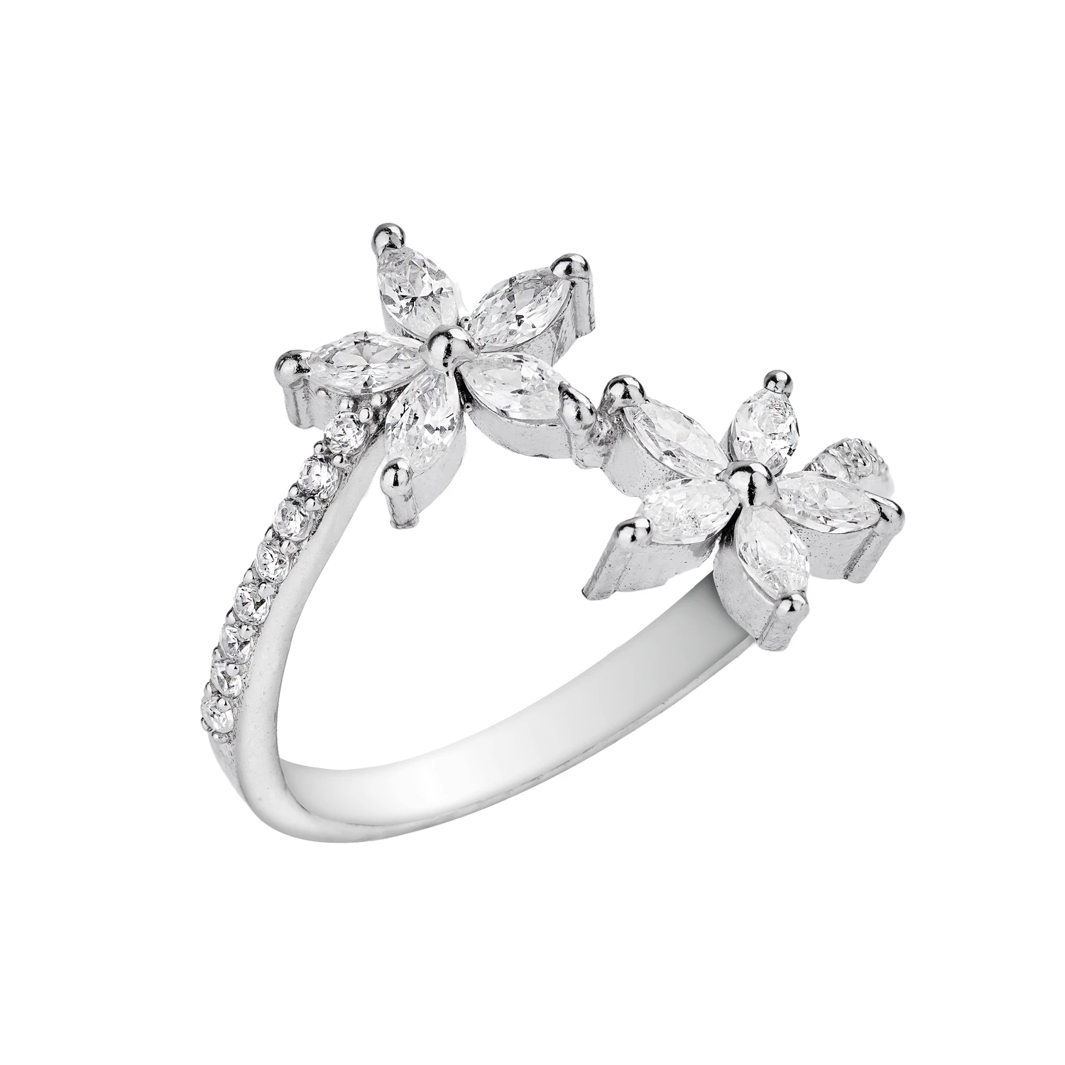 102052 انگشتر نقره زنانه طرح گل مارکیز شمیم سیلور 102052 - Image 1