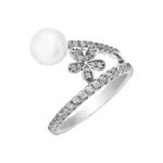 انگشتر نقره زنانه طرح شکوفه و مروارید شمیم سیلور102081