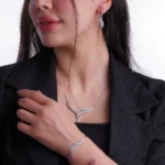 سرویس نقره زنانه طرح پر نگین زیرکونیا 1015102 - Image 5