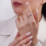 انگشتر نقره زنانه گره‌زنجیری نگین‌دار شمیم سیلور 102048 - Image 2