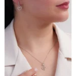 نیم‌ست نقره زنانه طرح قلب دوبل با نگین میکروست 10150069 - Image 2