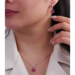 نیم ست نقره گل صورتی زنانه شمیم سیلور 10150076 - Image 2