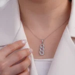 پلاک نقره زنانه طرح زنجیر با نگین میکروست 1000150080 - Image 2