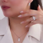 ست نقره زنانه سه تکه مستطیلی پرنس 10150082 - Image 2