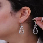 نیم ست نقره زنانه طرح اشک پاپیون 10150042 - Image 6