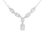 گردنی نقره با نگین‌های باگت و زیرکونیا 1000015116