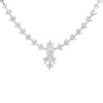 گردنی نقره طرح برگ با نگین مارکیز 1001593