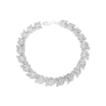 دستبند نقره زنانه طرح برگ نگین‌دار شمیم سیلور 1015047