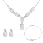 ست نقره با نگین باگت و میکروست 1015116