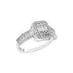 انگشتر نقره زنانه نگین باگت زیرکونیا شمیم سیلور 102057