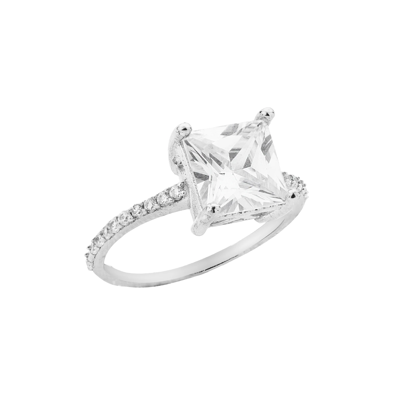 102063 2.6 انگشتر نقره نگین پرنسس چهارگوش شفاف 102063 - Image 1