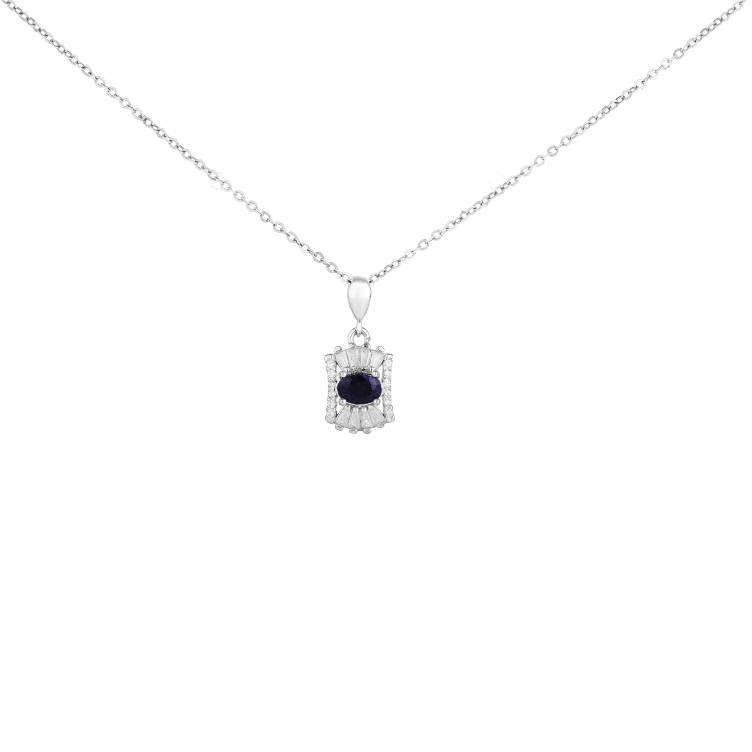 103026 وزن1.57 گردنبند نقره زنانه نگین تیره کلاسیک شمیم سیلور 103026 - Image 1