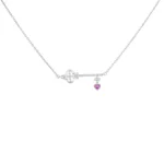 گردنبند نقره‌ای با سنگ‌های زیرکونیا صورتی10702