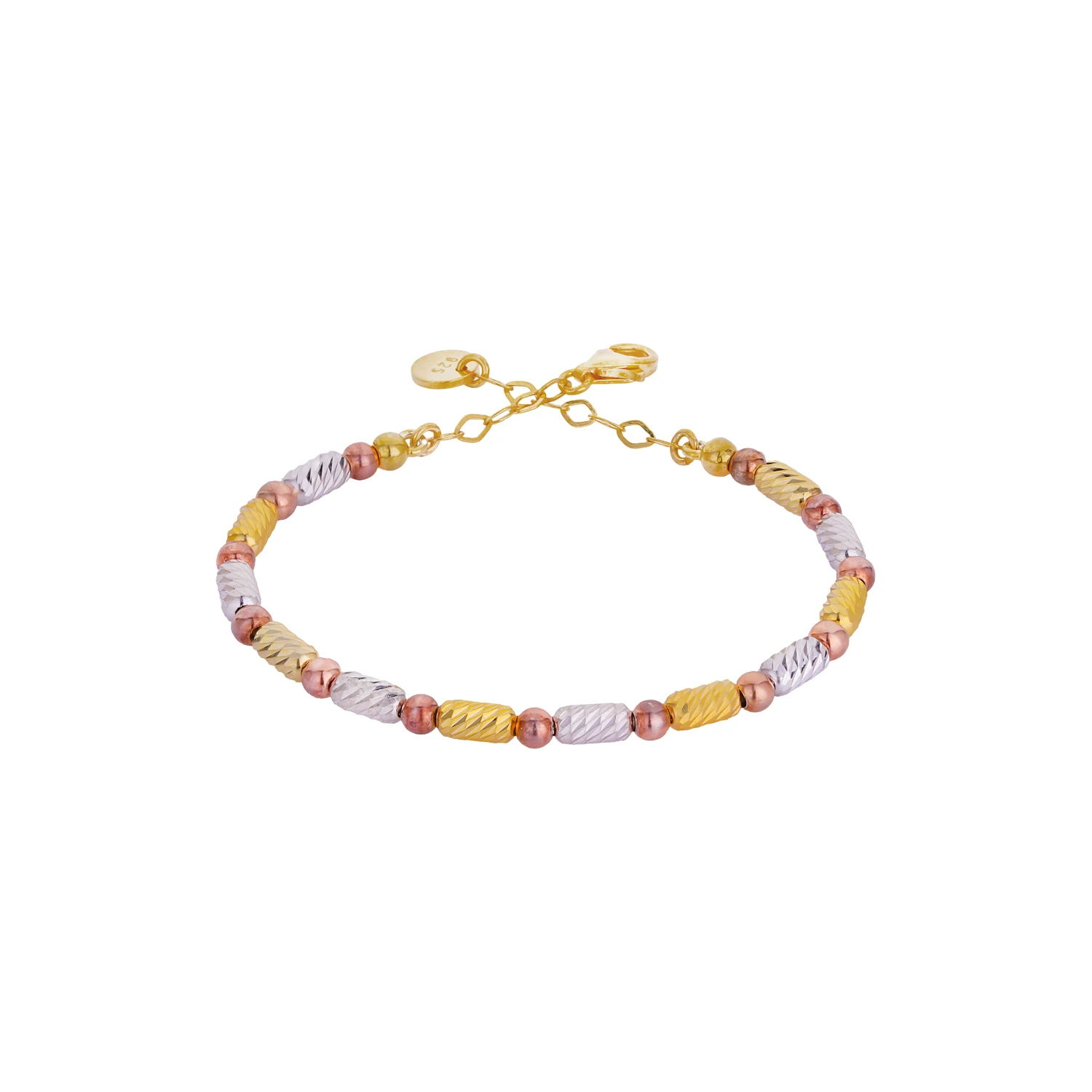 10802 0 دستبند نقره مهرهای سهرنگ ظریف زنانه 10802 - Image 1